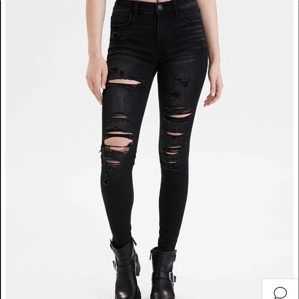 American Eagle High Rise Stretch Ripped Jeans